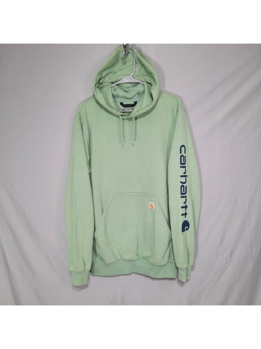 Carhartt Sweatshirt Mens Medium Sage Green Loose Fit Hoodie Pullover Workwear